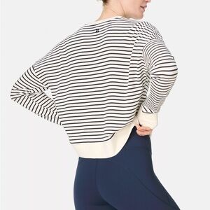Sweaty Betty After Class Stripe Crop Sweatshirt Women’s 12 XL Black White
